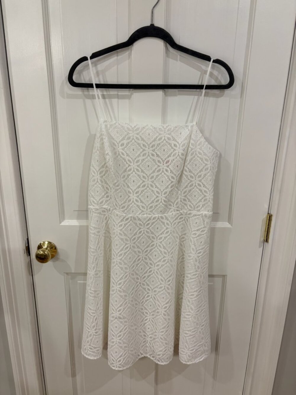Lilly Pulitzer white mini geometric lace dress, L
